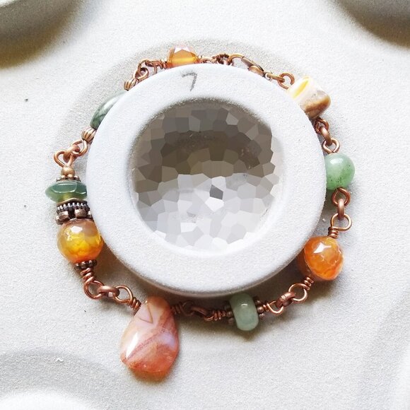 Festival Bracelet - Unique & Handmade! Colorful Semi-Precious Stones Boho Gypsy - Picture 3 of 10